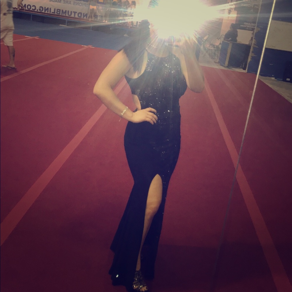 Black/silver evening dress